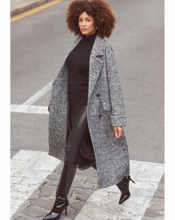 Sosandar Herringbone Mixed Wool Coat