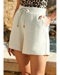 Sosandar Linen Blend Drawstring Short