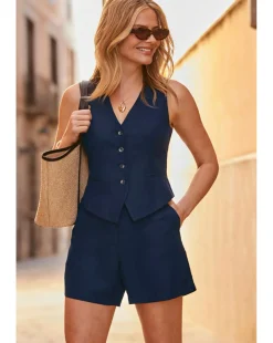 Sosandar Linen Blend Shorts