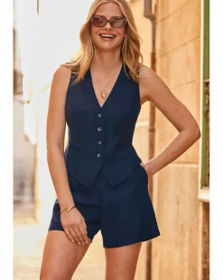 Sosandar Linen Blend Shorts