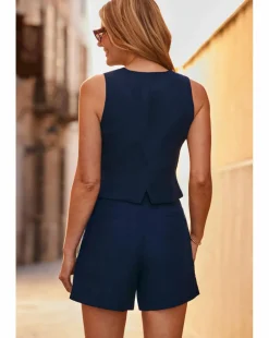 Sosandar Linen Blend Shorts