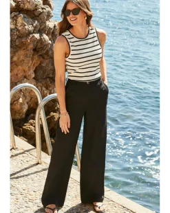 Sosandar Linen Wide Leg Trouser