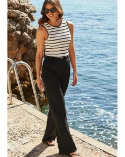 Sosandar Linen Wide Leg Trouser