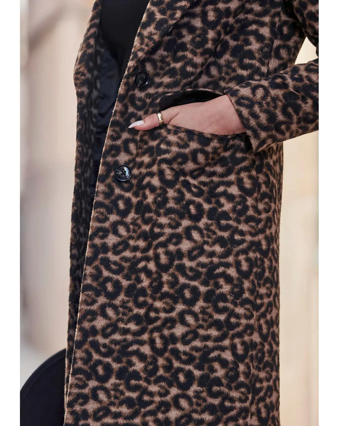 Sosandar Longline Faux Fur Leopard Coat