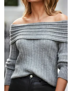 Sosandar Mixed Rib Bardot Neck