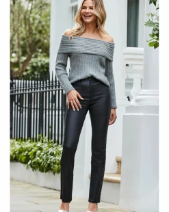 Sosandar Mixed Rib Bardot Neck