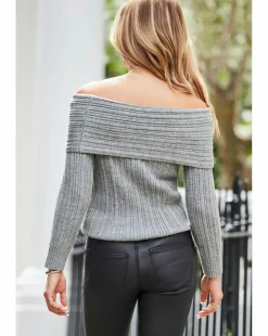 Sosandar Mixed Rib Bardot Neck