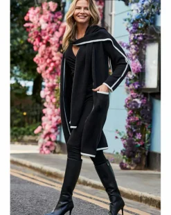 Sosandar Scarf Tipped Midi Cardigan