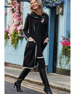 Sosandar Scarf Tipped Midi Cardigan