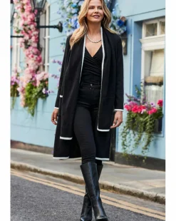 Sosandar Scarf Tipped Midi Cardigan