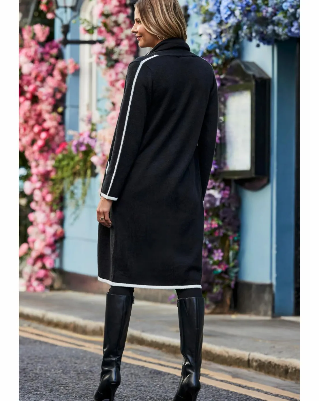 Sosandar Scarf Tipped Midi Cardigan