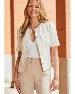 Sosandar Short Sleeve Boucle Jacket