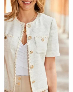 Sosandar Short Sleeve Boucle Jacket