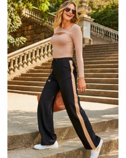 Sosandar Side Stripe Wide Leg Trouser