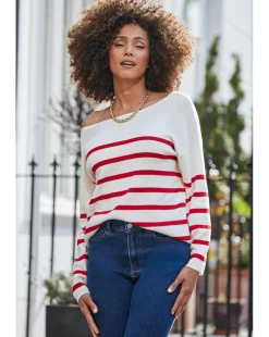 Sosandar Stripe Bow Back Detail Jumper