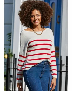 Sosandar Stripe Bow Back Detail Jumper