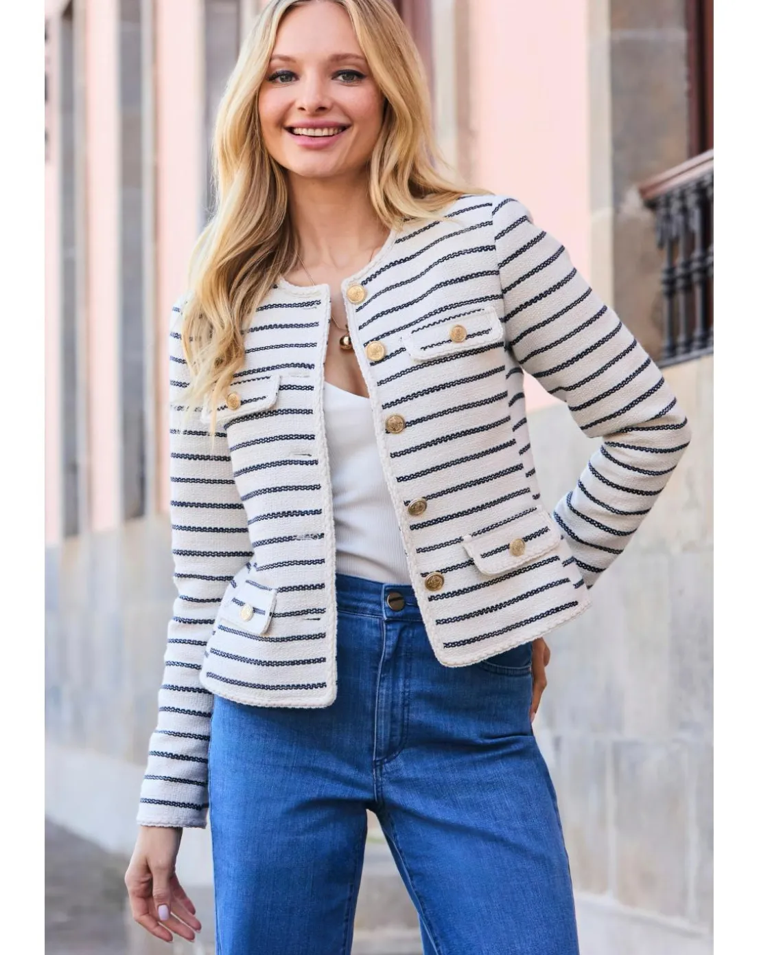 Sosandar Striped Boucle Jacket