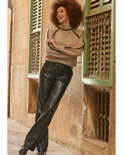 Sosandar Taupe Tipped Turtleneck Jumper