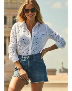 Sosandar White Broderie Anglaise Shirt