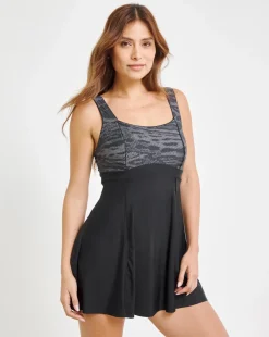 Sports Square Neck Swimdress With Shorts