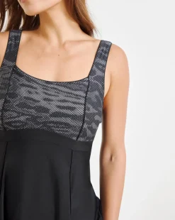 Sports Square Neck Swimdress With Shorts