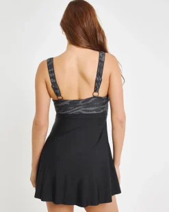 Sports Square Neck Swimdress With Shorts