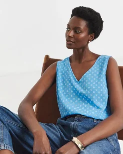 Spot Print V Neck Woven Vest