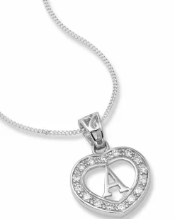 Sterling Silver & Cubic Zirconia Initial Heart Pendant