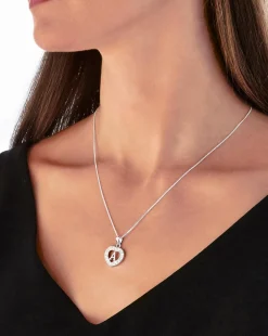 Sterling Silver & Cubic Zirconia Initial Heart Pendant