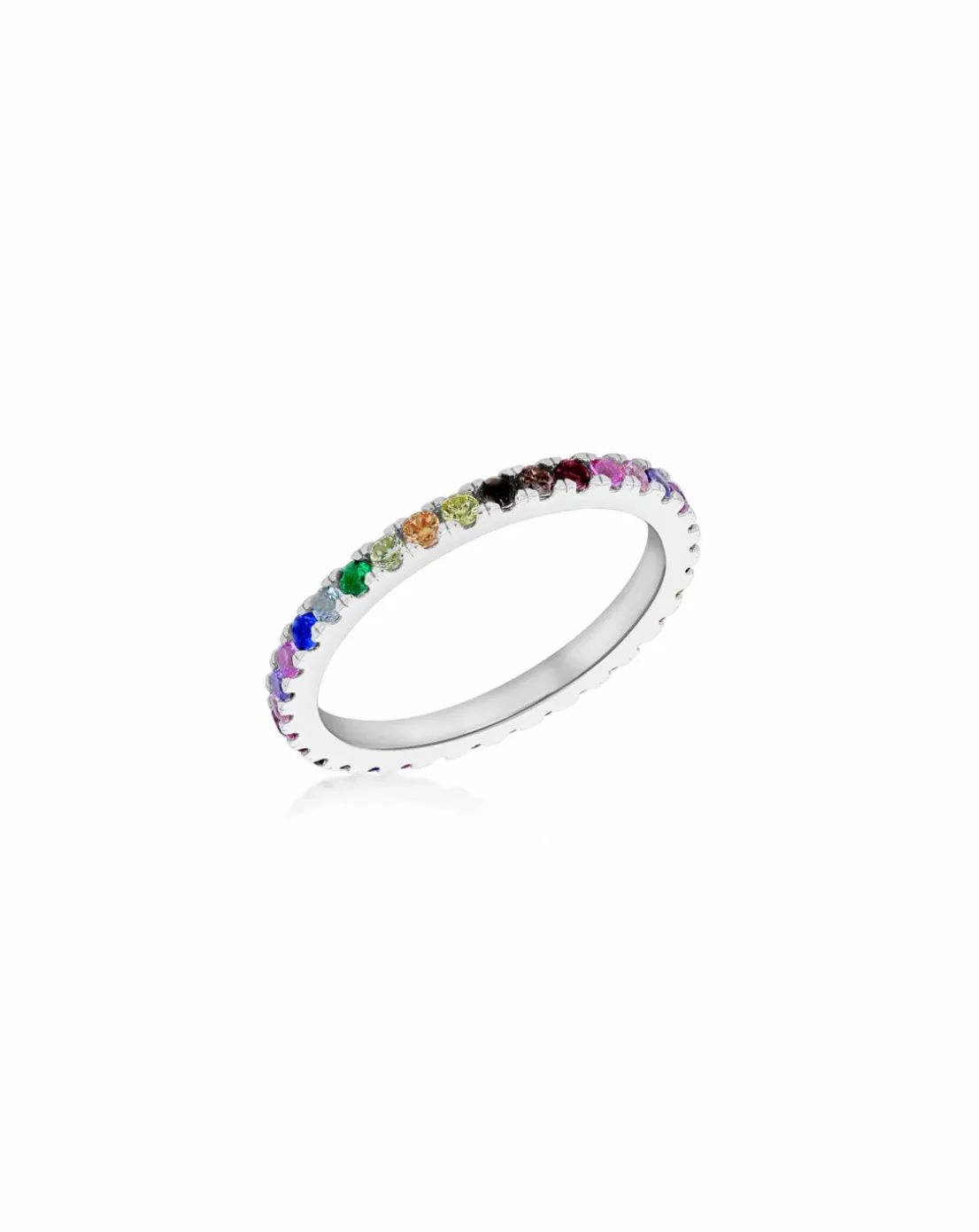 Sterling Silver Colourful CZ Band Ring