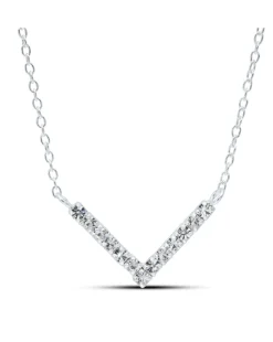 Sterling Silver Crystal V Necklace
