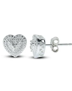 Sterling Silver Diamond Heart Earring & Pendant set