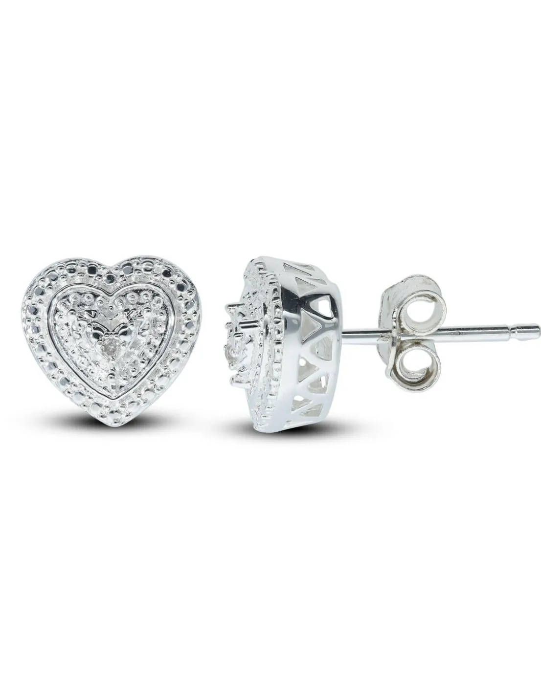 Sterling Silver Diamond Heart Earring & Pendant set