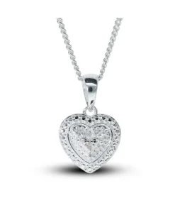 Sterling Silver Diamond Heart Earring & Pendant set