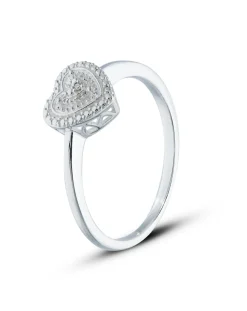 Sterling Silver Diamond Heart Ring
