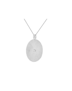 Sterling Silver Groove CZ Necklace