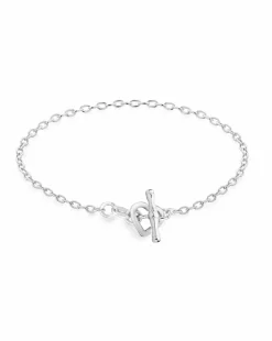 Sterling Silver Heart T-Bar Bracelet