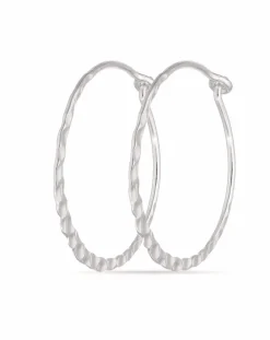 Sterling Silver 25mm Hammered Design Hoops