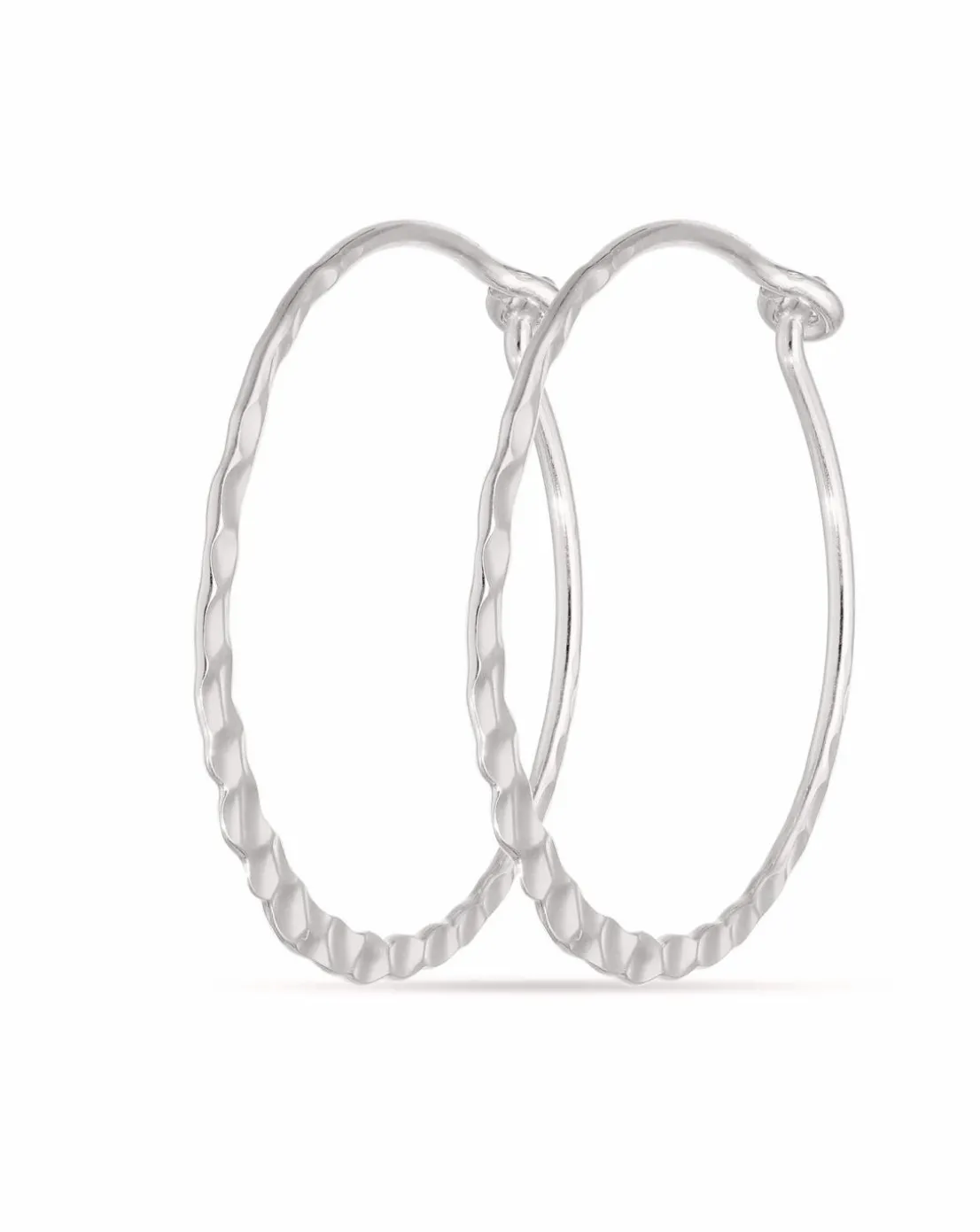 Sterling Silver 25mm Hammered Design Hoops