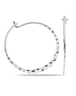 Sterling Silver 25mm Hammered Design Hoops