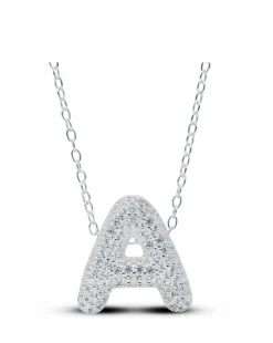 Sterling Silver 15mm Initial Necklace