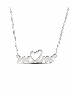 Sterling Silver Mum Necklet with central Heart
