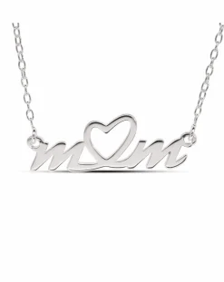 Sterling Silver Mum Necklet with central Heart