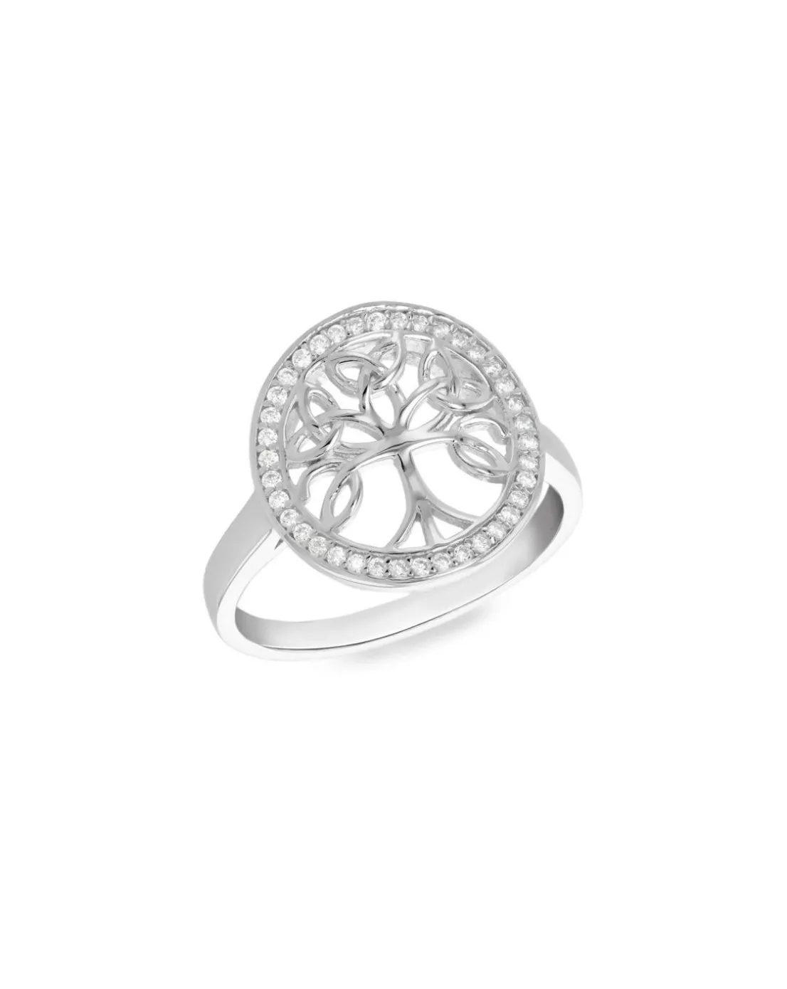 STERLING SILVER TREE OF LOVE CZ RING