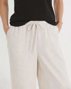 Stone Linen Mix Wide Leg Trouser