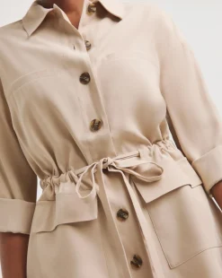 Stone Twill Tie Waist Overshirt