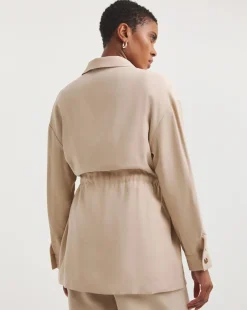 Stone Twill Tie Waist Overshirt