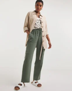 Stone Twill Tie Waist Overshirt