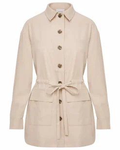 Stone Twill Tie Waist Overshirt