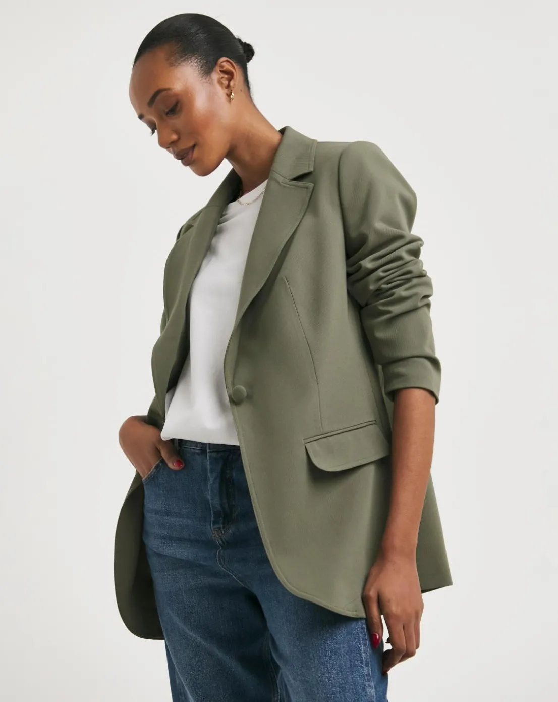 Straight Fit Twill Blazer